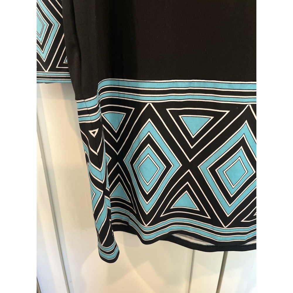 Michael Michael Kors Dress Womens XL Black Blue Geometric Long Sleeve Shift NWT - Picture 7 of 12